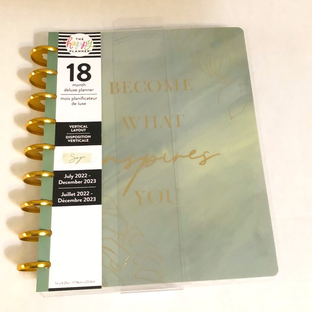 The Happy Planner Sage Classic Vertical Deluxe 18 month July 2022-December 2023